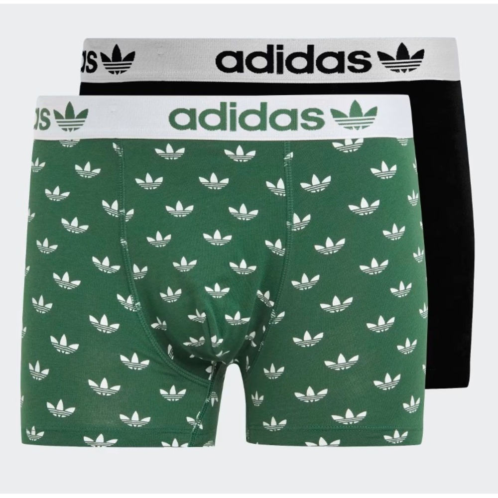 Adidas Mens Trunks Underwear Boxer Trunks 2‎ Pk Green Black White Small GC3614